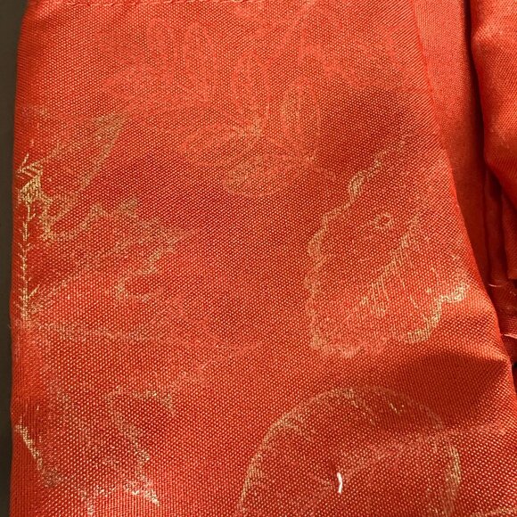 Vintage Orange Jacquard Fabric Tablecloth & Napkins Set With Subtle Botanical Pa - Picture 4 of 5